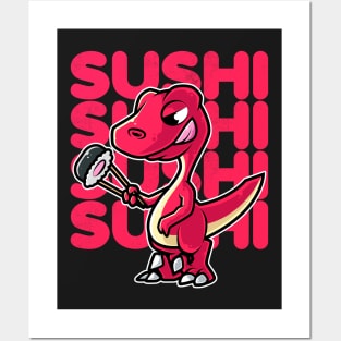 Dinosaur Sushi Nigiri Kawaii Neko Anime Japanese graphic Posters and Art